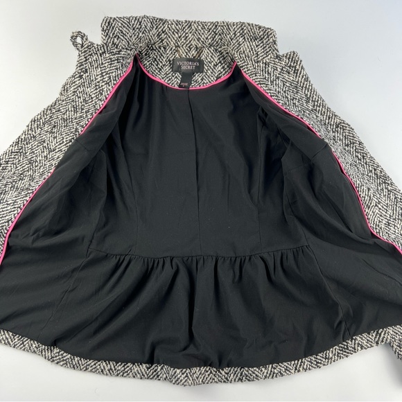Victoria’s Secret Tweed Pea Coat Size 0 Black snd White Wool Blend Jacket - Picture 9 of 15